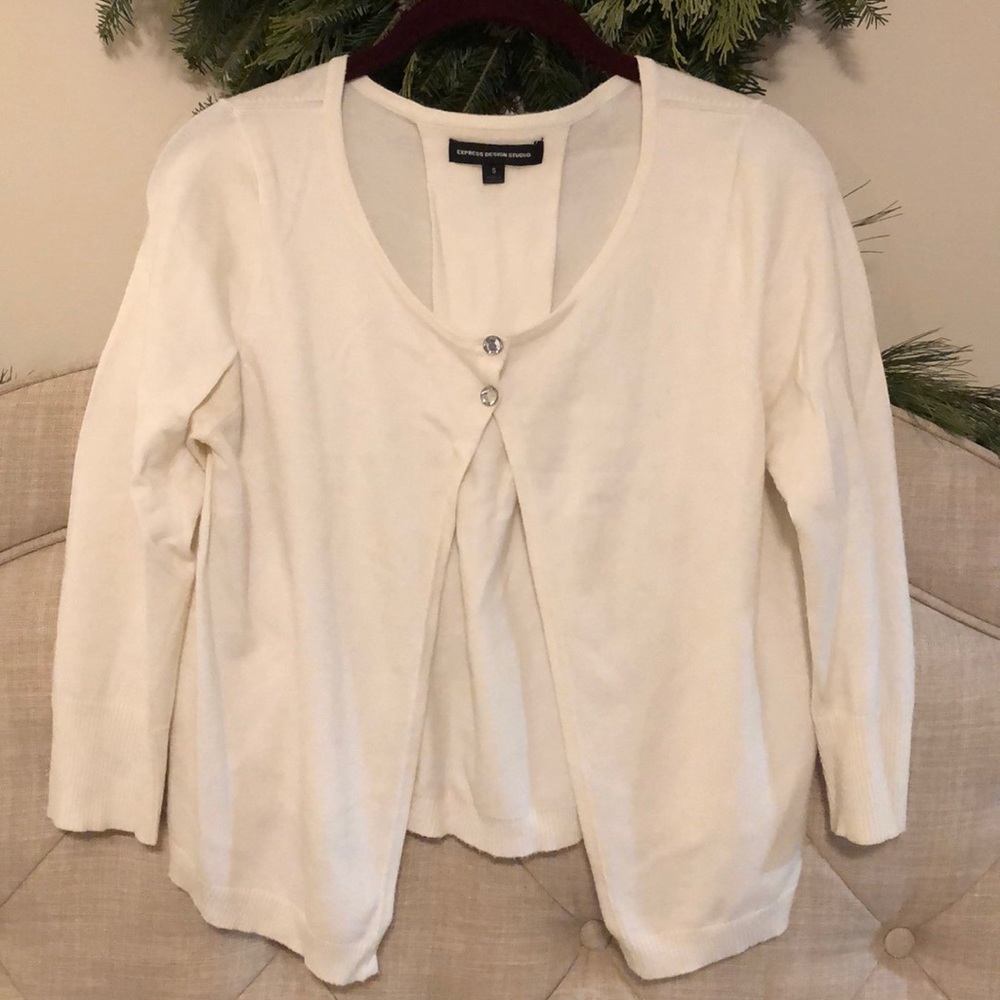White Express Cardigan Sweater